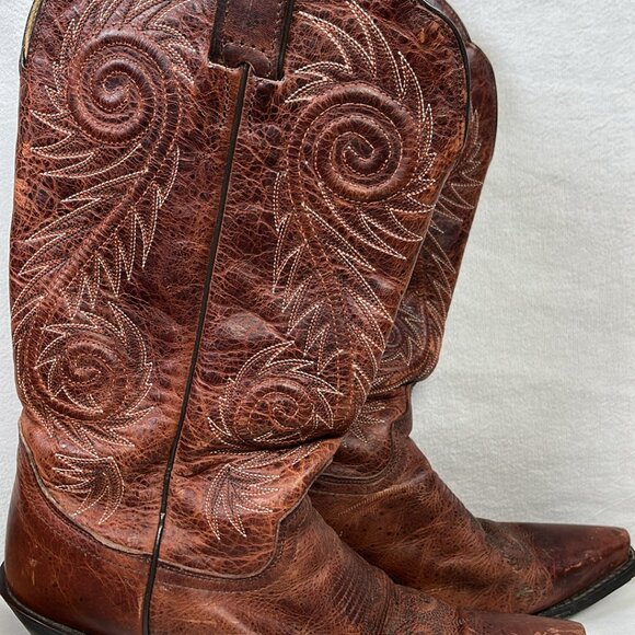 Justin L4333 Cowgirl Boots Tall Brown Pointed Toes SZ 9C Cowgirl Rodeowear Hors - Picture 7 of 16